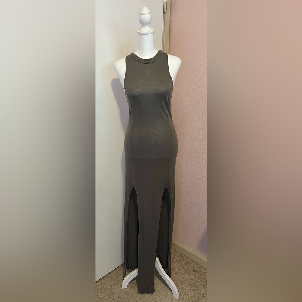 Slate Racerback Side Slit Maxi Dress - Picture 11 of 16